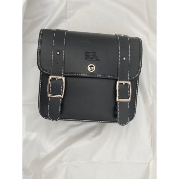 Kemi Moto Black Leather Motorcycle Saddlebag